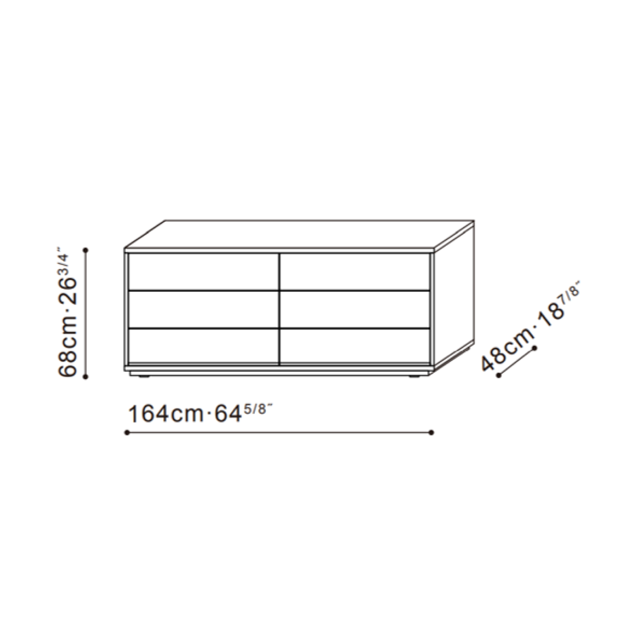 Pixel Double Drawer Unit 'Denim Grey' Lacquer 'Driftwood' dimensions