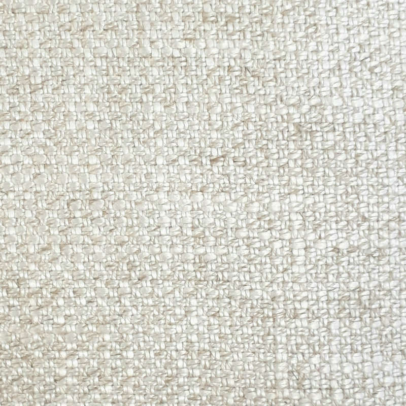 a square swatch of the Linen' Fabric, showing a tight weave in a cream colour