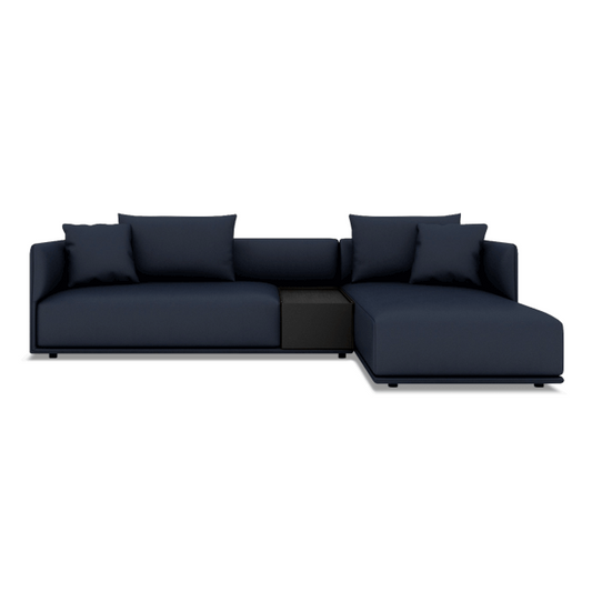 Elan Plus Corner Sofa with Storage Box 'Azure' Leather and Grey Oak