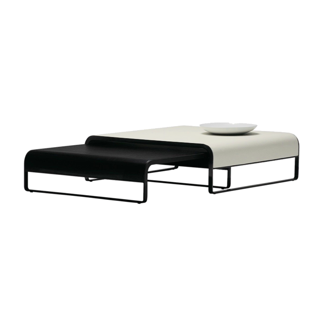 Era Large and Small Nesting Coffee Tables 'Latte' (FC-03) and 'Black Onyx'  Leather