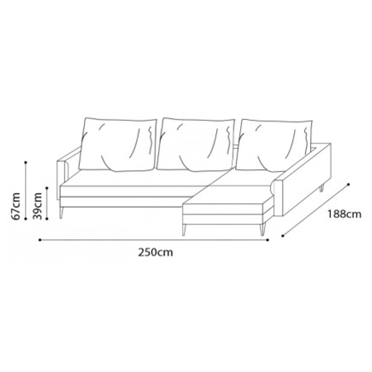 The Notting L-Shape Large Chaise dimensions