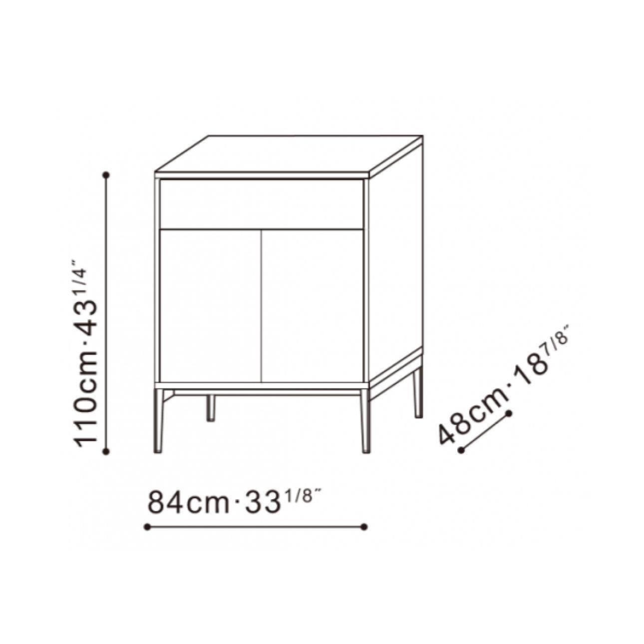 Pixel Cupboard / Storage Unit'Denim Grey' Lacquer 'Driftwood' dimensions