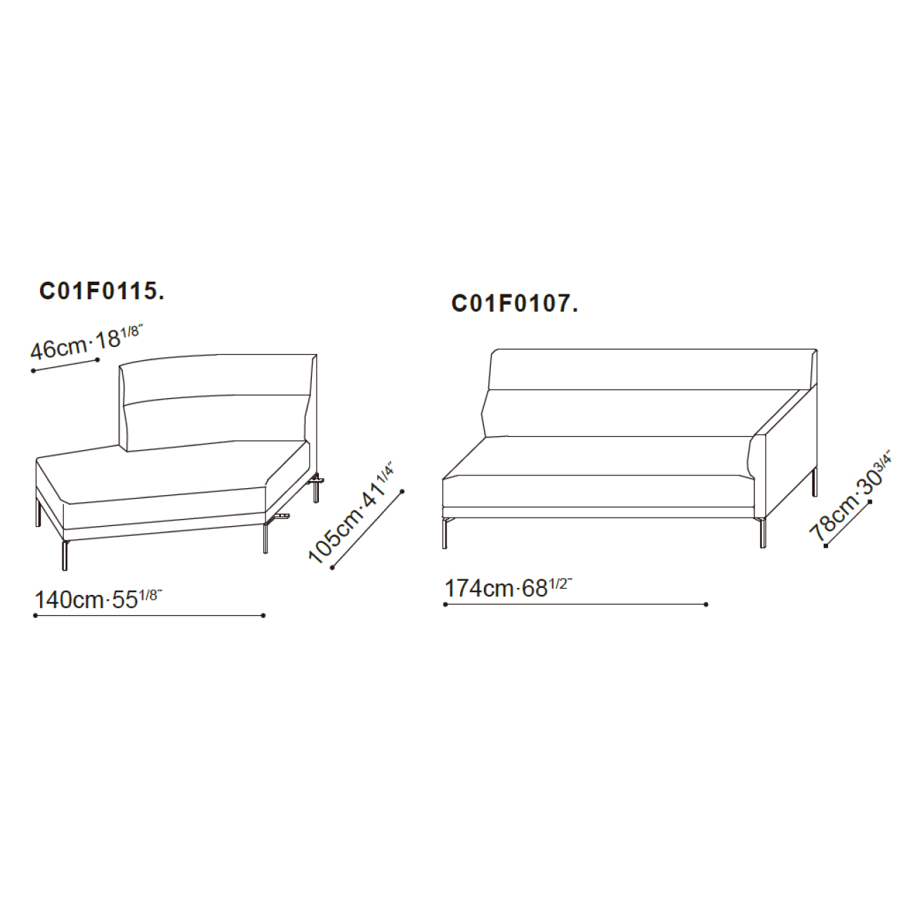 Amor Plus Curved Sofa 314 x 105cm dimensions 