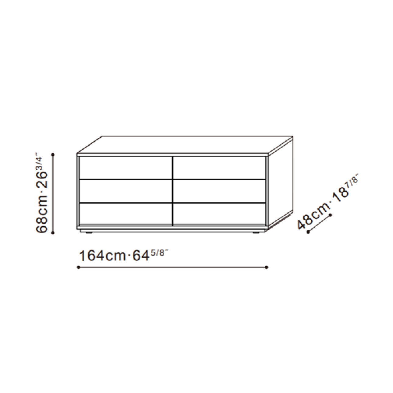 Pixel Double Drawer Unit 'Denim Grey' Lacquer 'Driftwood'  dimensions