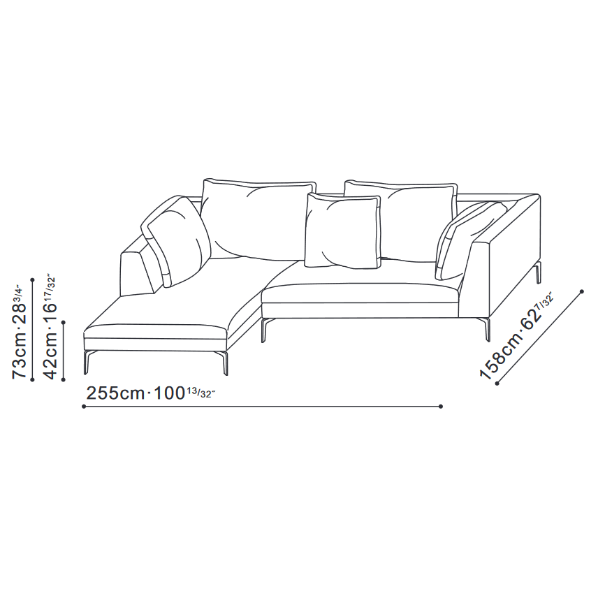 Alison Plus L-Shape corner Sofa  Dimensions