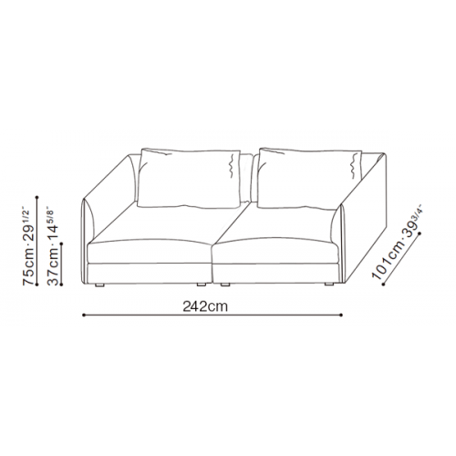 The Bloom Two-Seat Straight Sofa dimensions