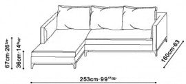 Crescent 253cm x 160cm L-Shape Sofa (Left-Hand) Soft dimensions