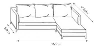 Crescent 253cm x 160cm L-Shape Sofa (Right-Hand)