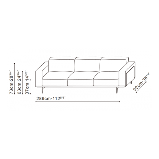 Moda 286cm Straight Sofa