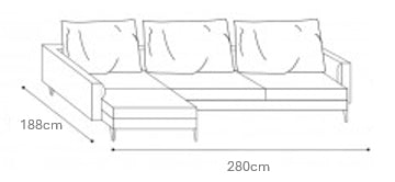 Notting L-Shape 280cm x 188cm Chaise Left