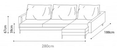 Notting 280cm x 188cm Corner Sofa dimensions